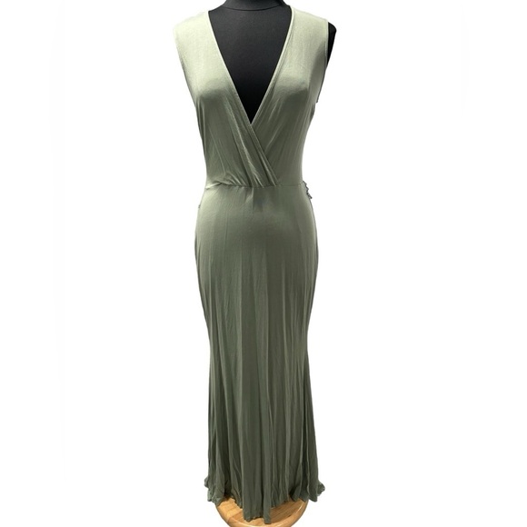 Green Long Sleeveless Worthington VaVa Voom Form Fitting Maxi Dress-size L - Picture 6 of 7